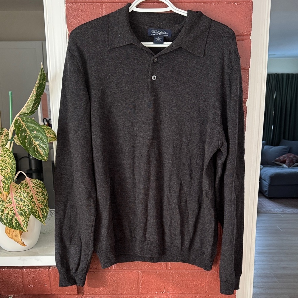 Brooks Brothers 100% Merino Wool Collared Sweater
